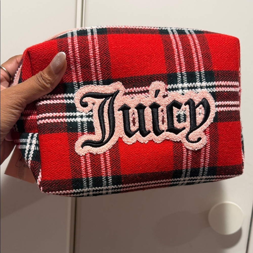 Juicy Couture Red and Black Plaid Pouch